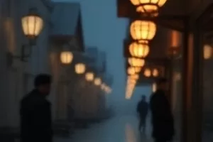 公路片《北纬三十度》剧照，公路尽头的落日与路标