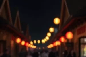 古装片《白露为霜》剧照，清晨庭院里的霜与灯笼